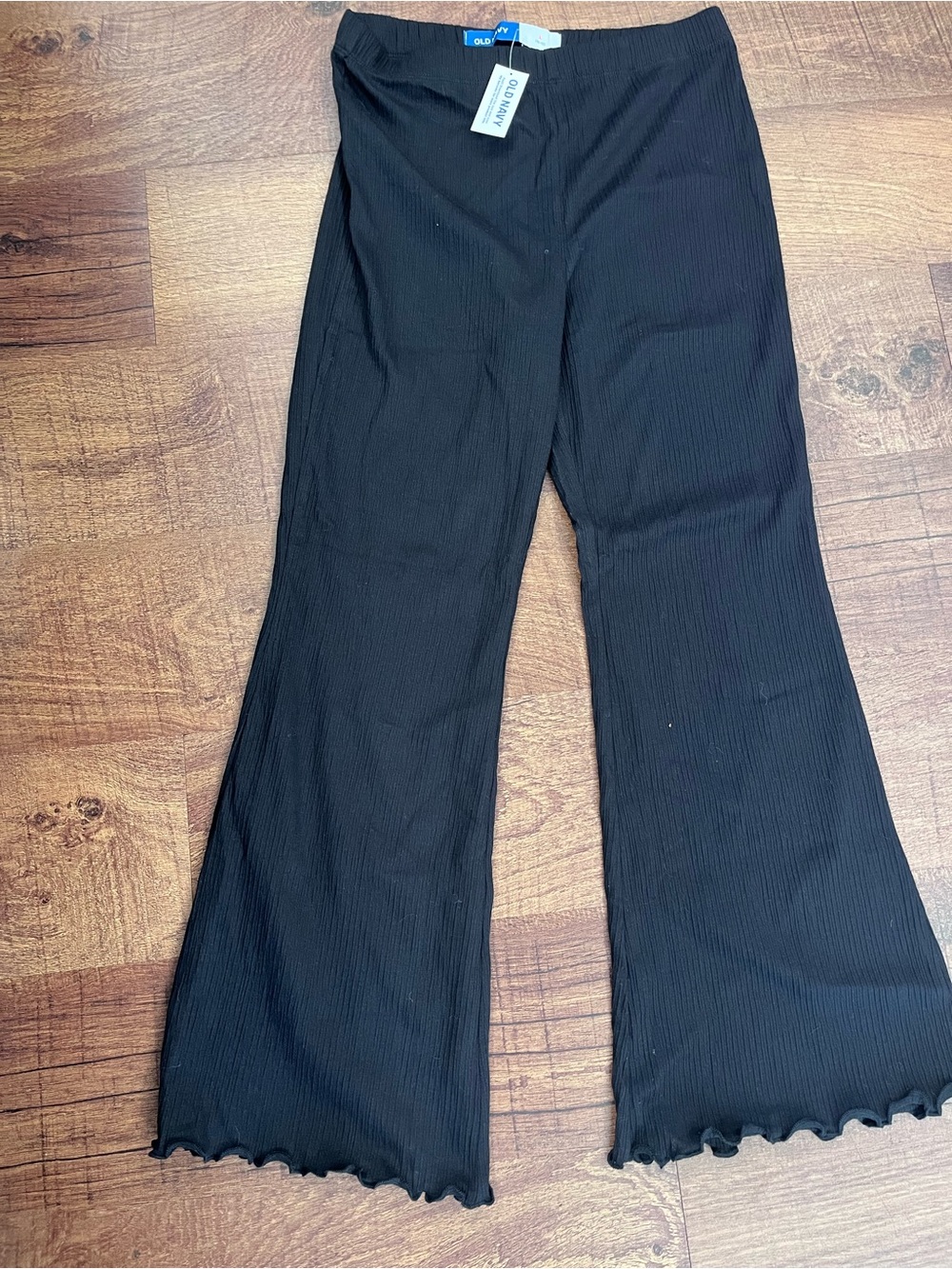 Old Navy Black Ribbed Flare Pants Textured Knit Flare Girls Large 10/12